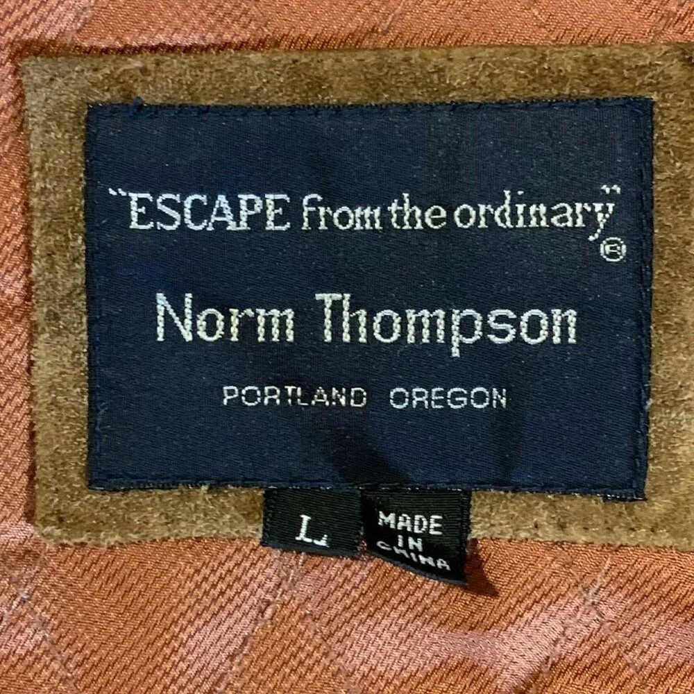 Norm Thompson Men's Vintage Suede Leather Zip Up Bomber Jacket Size‎ L